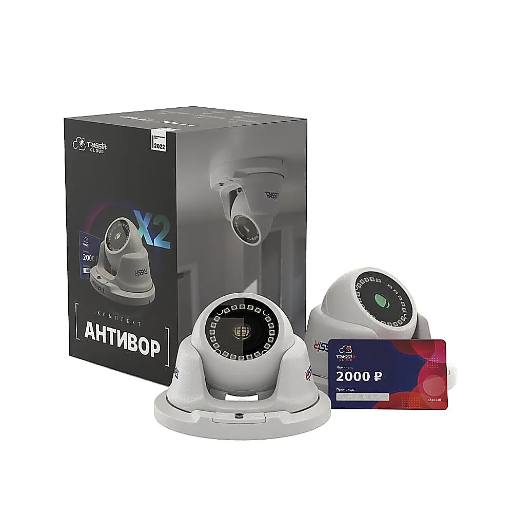 TRASSIR Комплект Антивор (2 камеры TR-D2S5 v2 2.8 + Облако 2000)